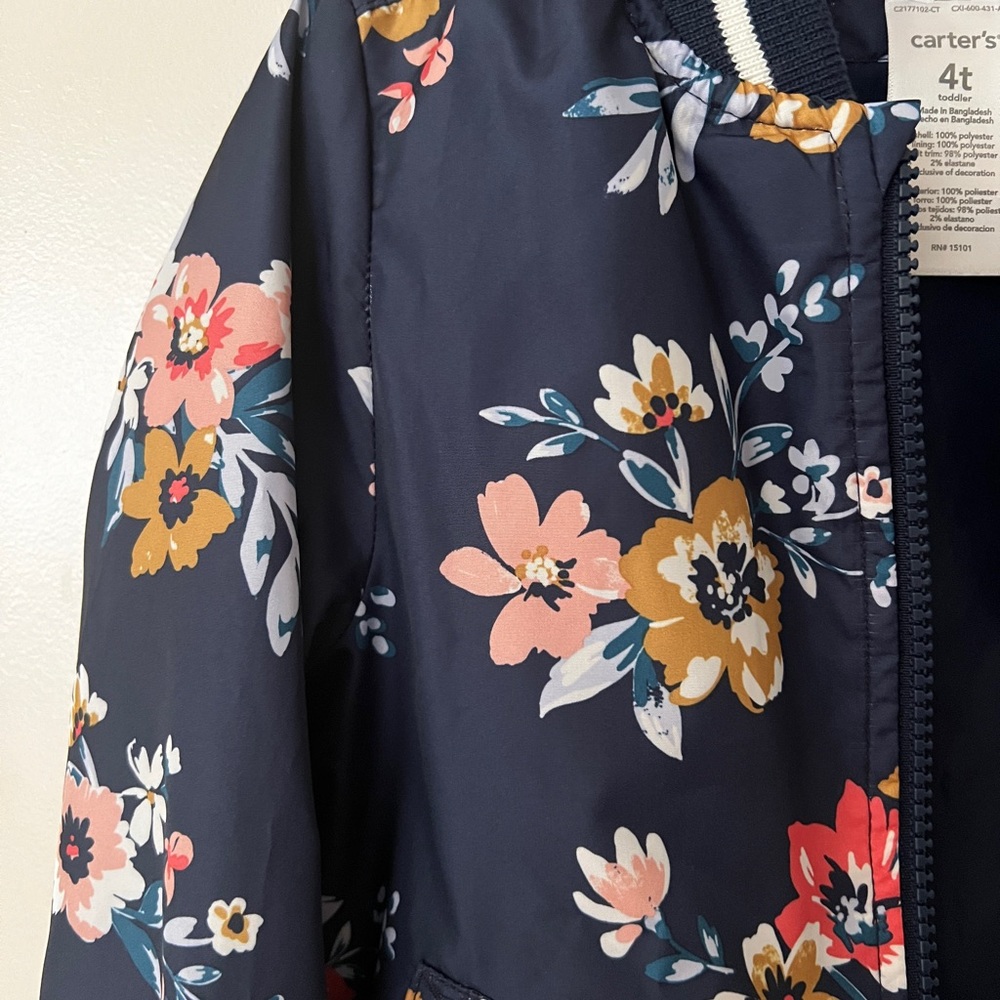 Carter's Kids Floral Jacket - Navy and Pink - Picture 5 of 8